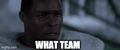 A Man With Sweat Coming Out Of His Face And The Words `` What Team '' Written On The Bottom . GIF