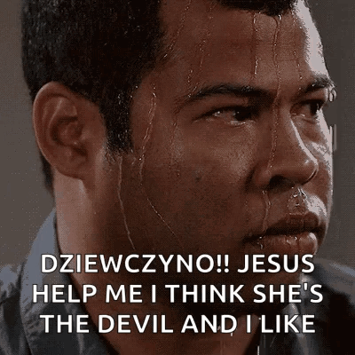 A Man With Sweat On His Face Says Jesus Help Me I Think She 'S The Devil And I Like . GIF