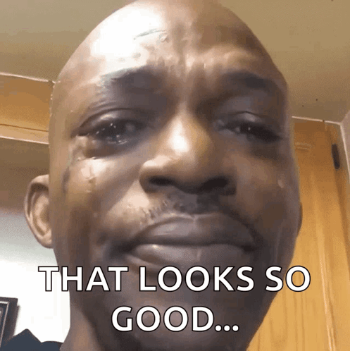A Man With Tears Running Down His Face Has The Words That Looks So Good On His Face GIF