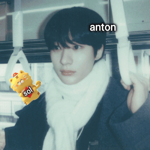 Man With Name Anton On Head GIF