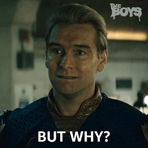 A Man With The Word But Why Written On His Face GIF