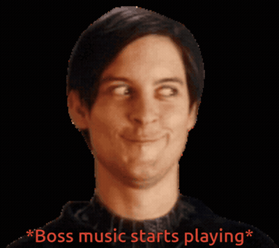 A Man With The Words Boss Music Starts Playing Written Below Him GIF