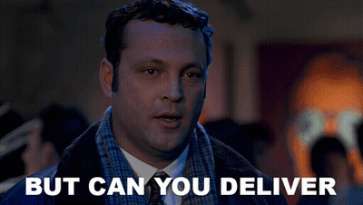 A Man With The Words But Can You Deliver Written On His Face GIF