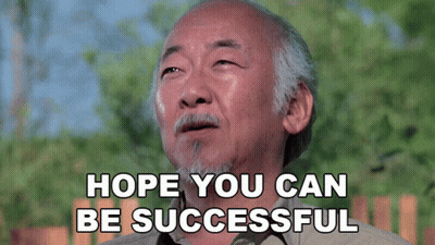 A Man With The Words Hope You Can Be Successful Written On His Face GIF