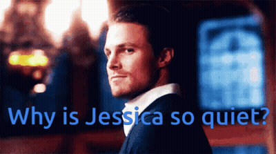 A Man With The Words Why Is Jessica So Quiet On The Bottom GIF