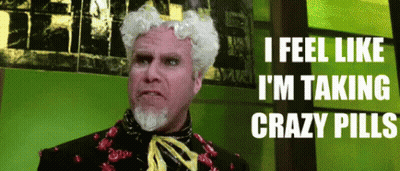 A Man With White Hair And A Beard Is Taking Crazy Pills GIF