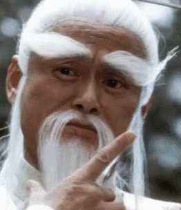 A Man With White Hair And A White Beard Is Pointing His Finger GIF