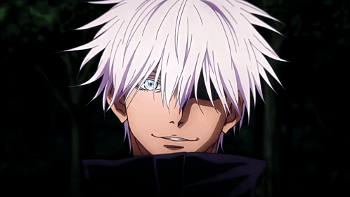 A Man With White Hair And Blue Eyes Is Smiling GIF