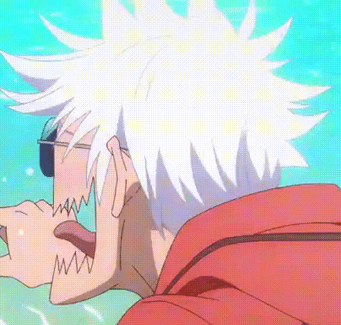 A Man With White Hair Is Wearing Sunglasses And Has His Tongue Sticking Out GIF