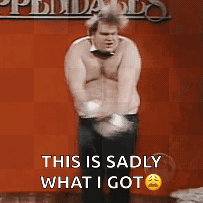 A Man Without A Shirt Is Dancing With The Words This Is Sadly What I Got GIF