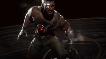 A Man Without A Shirt Is Holding A Sword In His Hand . GIF