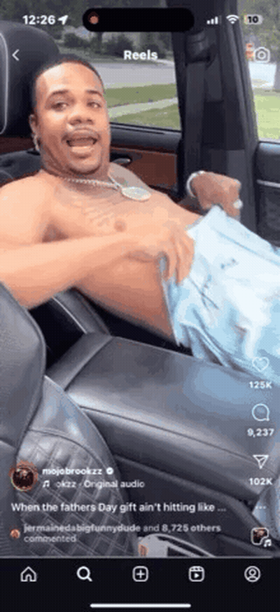 A Man Without A Shirt Is Sitting In The Back Seat Of A Car With His Shirt Off . GIF