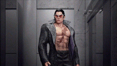 A Man Without A Shirt Is Wearing Sunglasses And A Black Jacket GIF