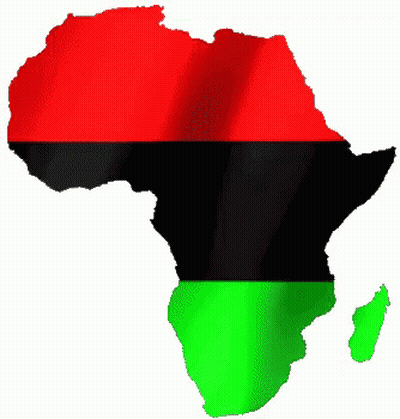 A Map Of Africa Has A Red Black And Green Flag On It GIF