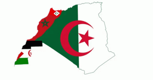 A Map Of Algeria And Morocco With The Flags On It GIF