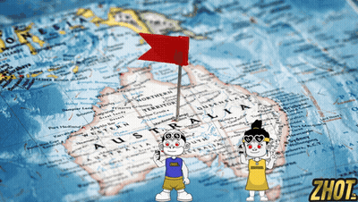 A Map Of Australia Has A Red Flag Pinned To The Northern Territory GIF