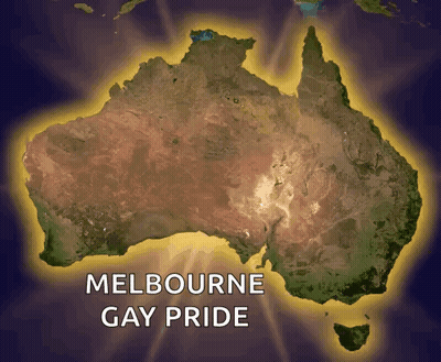 A Map Of Australia That Says Melbourne Gay Pride On It GIF