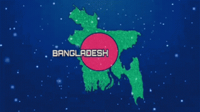 A Map Of Bangladesh On A Blue Background With Stars GIF