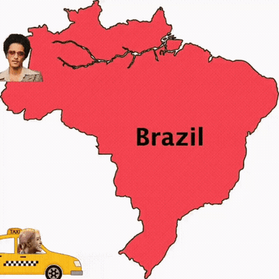 A Map Of Brazil With A Taxi And A Man In The Background GIF