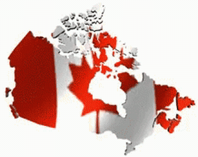 A Map Of Canada With A Red White And Blue Flag On It GIF