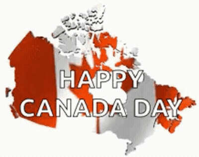 A Map Of Canada With The Flag On It And The Words `` Happy Canada Day '' . GIF