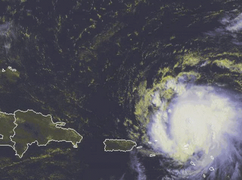 A Map Of Dominican Republic Shows A Hurricane In The Distance GIF
