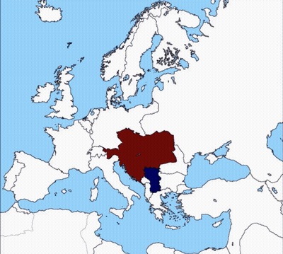 A Map Of Europe Shows A Few Countries In Red GIF