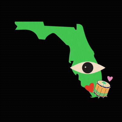 A Map Of Florida With An Eye And A Drum On It GIF