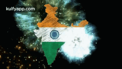 A Map Of India With The Flag Painted On It . GIF