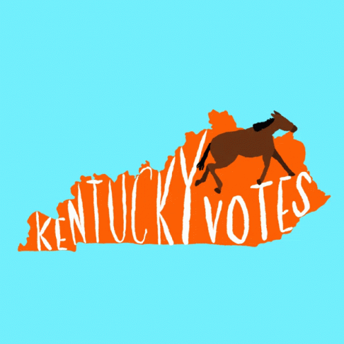 A Map Of Kentucky With A Horse And The Word Kentucky Votes GIF