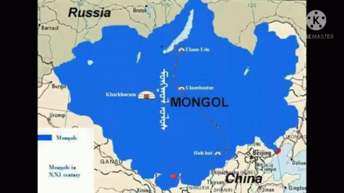 A Map Of Mongolia And Russia Showing The Border GIF