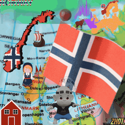 A Map Of Norway With A Flag In Front GIF