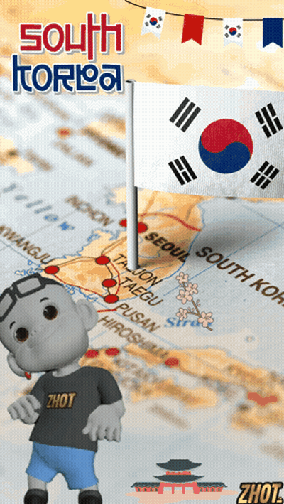 A Map Of South Korea With A Flag Pinned To The Country GIF