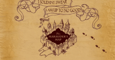A Map Of The Marauder 'S Map Has A Banner That Says " I Solemnly Swear " GIF