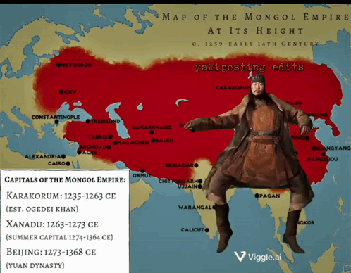 A Map Of The Mongol Empire At Its Height Is Shown GIF