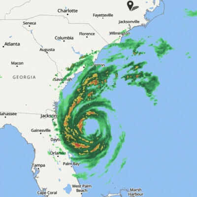 A Map Of The United States Shows A Hurricane Coming Toward Georgia GIF