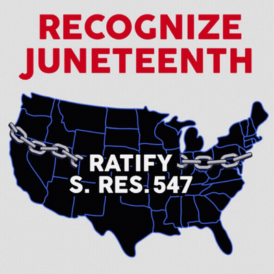 A Map Of The United States With A Chain Around It And The Words Recognize Juneteenth GIF