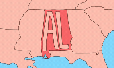 A Map Of The United States With The State Of Alabama In The Middle GIF
