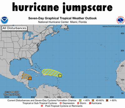 A Map Of The United States With The Words Hurricane Jumpscare On Top GIF
