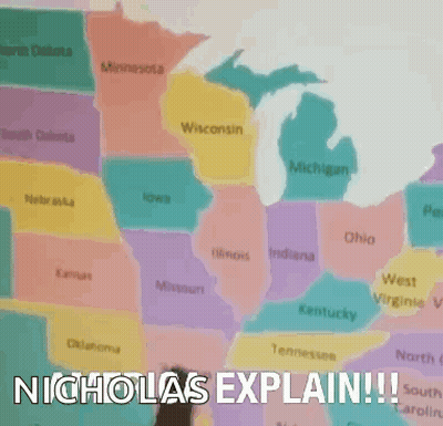 A Map Of The United States With The Words Nicholas Explain On It GIF