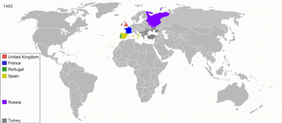 A Map Of The World Shows The United Kingdom In Red GIF