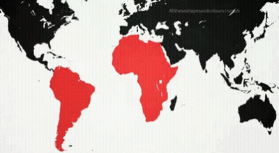 A Map Of The World With A Red Area In The Middle GIF