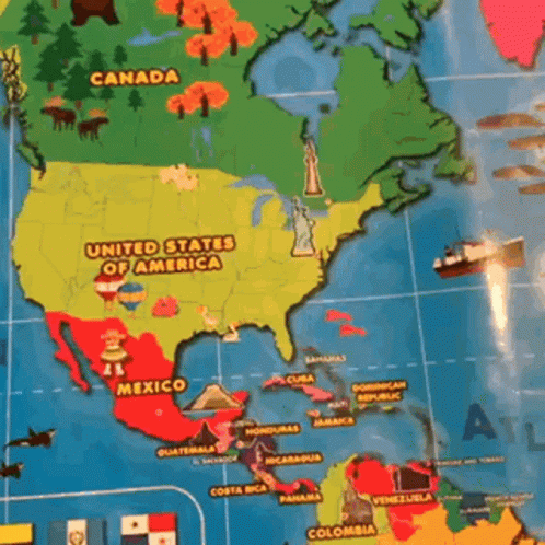 A Map Of The World With Spaghetti On It . GIF