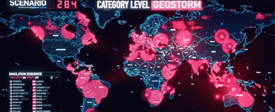 A Map Of The World With The Words Category Level Geostorm On The Top GIF