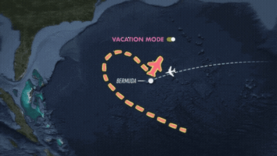 A Map Shows A Plane Flying To Bermuda GIF