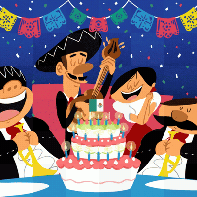 A Mariachi Band Is Playing A Birthday Cake GIF