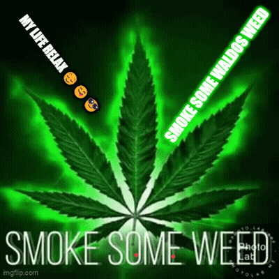 A Marijuana Leaf With The Words " Smoke Some Weed " On It GIF