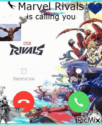 A Marvel Rivals Is Calling You Screen With A Collage Of Characters GIF