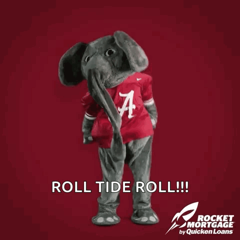 A Mascot For The Alabama Crimson Tide Is Wearing A Red And White Shirt And Giving A Thumbs Up . GIF