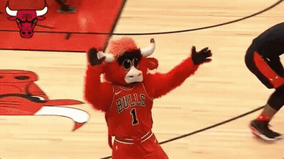A Mascot For The Chicago Bulls Wears A Number 1 Jersey GIF